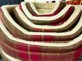 The Eden Collection Round Bed - Red Check Plaid
