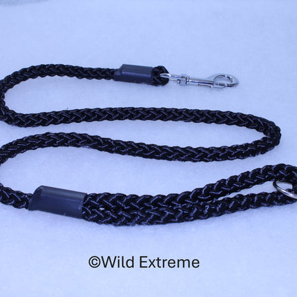 10mm Black standard length braided tigger dog lead made by Wild Extreme Cumbria UK
