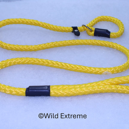 Yellow 10mm slip lead with leather stopper