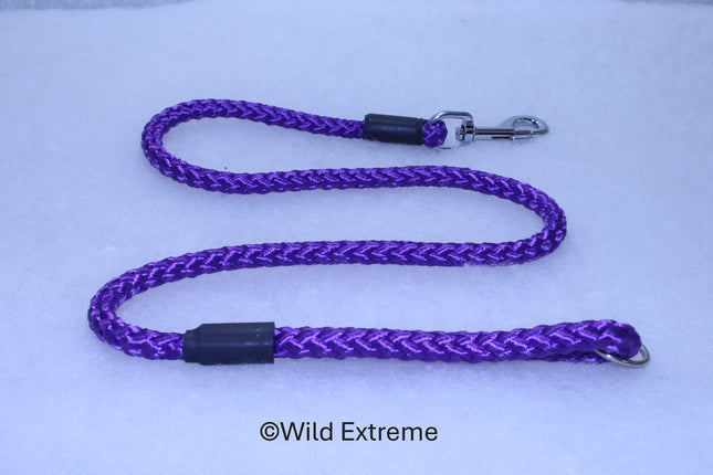 10mm Extra Long Purple Braided Trigger Dog Lead  made by Wild Extreme, Cumbria UK
