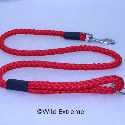 10mm Extra Long Red Braided Trigger Dog Lead  made by Wild Extreme, Cumbria UK