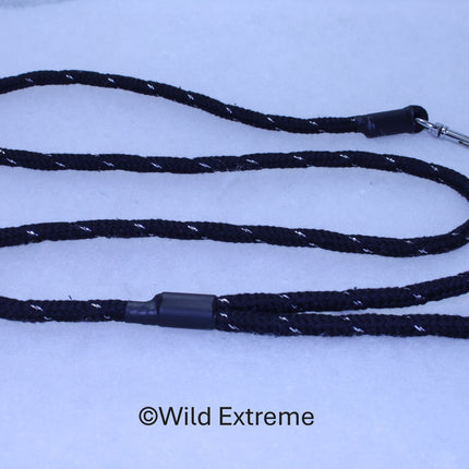 8mm Black Reflective Braided Trigger Dog Lead  made by Wild Extreme, Cumbria UK