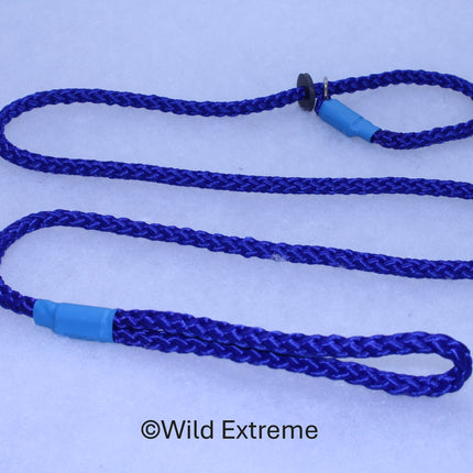 8mm Blue Braided Slip Dog Lead made by Wild Extreme, Cumbria UK