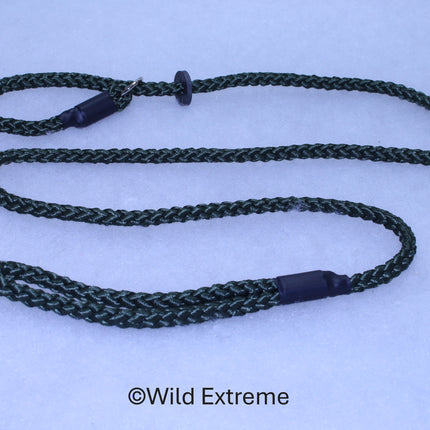 8mm Olive Green Braided Slip Dog Lead made by Wild Extreme, Cumbria UK