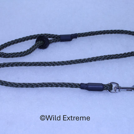 8mm Olive Green Braided Trigger Dog Lead  made by Wild Extreme, Cumbria UK