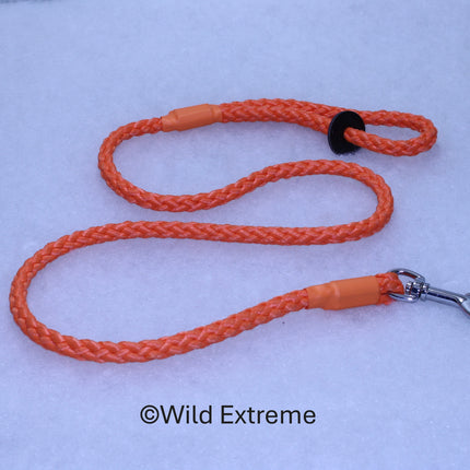 8mm Orange Braided Trigger Dog Lead  made by Wild Extreme, Cumbria UK