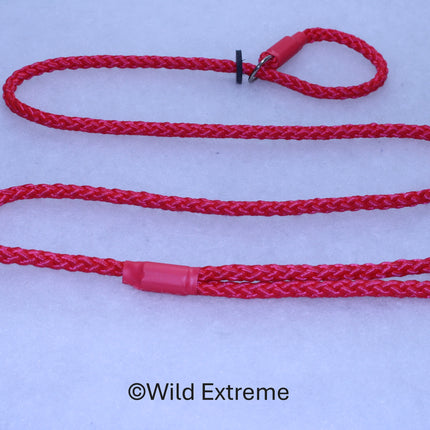 8mm Red Braided Slip Dog Lead made by Wild Extreme, Cumbria UK
