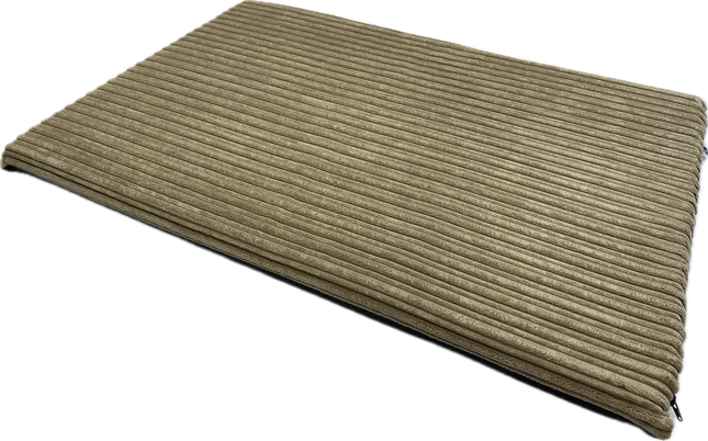 A rectangular mat with in a beige colour, shown at an angle on a plain white background.