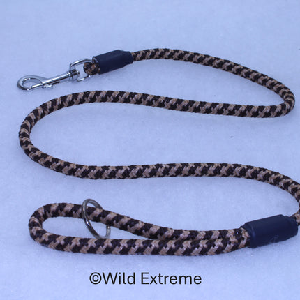 Rope dog leash with metal clips on a white background, branded 'Wild Extreme'.