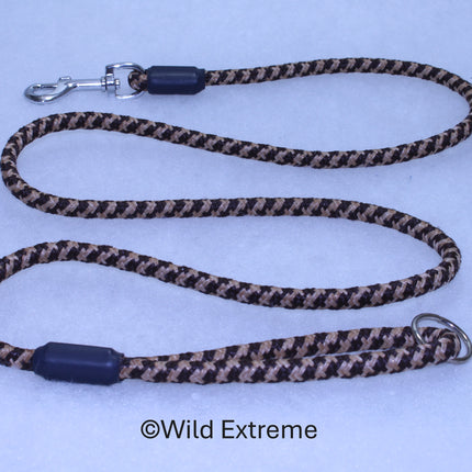 Rope dog leash with patterned design on a light blue background, branded 'Wild Extreme'.