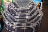 The Eden Collection Round Bed - Charcoal Plaid