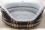 The Eden Collection Round Bed - Charcoal Plaid